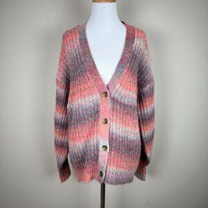 Sundance Cardigan Sweater S Northern Lights‎ Alpaca Wool Stripe Chunky Rib Knit